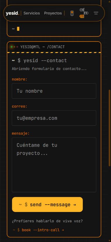 Spanish contact page, empty form in a scrolled mobile viewport. Browser capture, 8 October 2026; not a physical-device test. No form submitted.